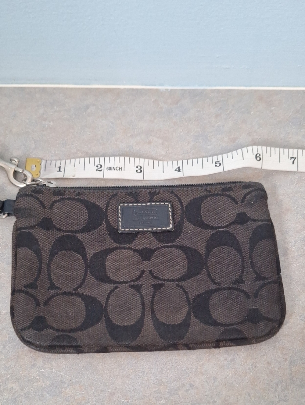 Coach Black and Brown Signature Canvas Wristlet